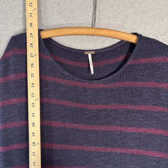 Free People Sweater Womens Oversized Size XS Navy Blue Stripes Coastal Lagenlook - Picture 8 of 16